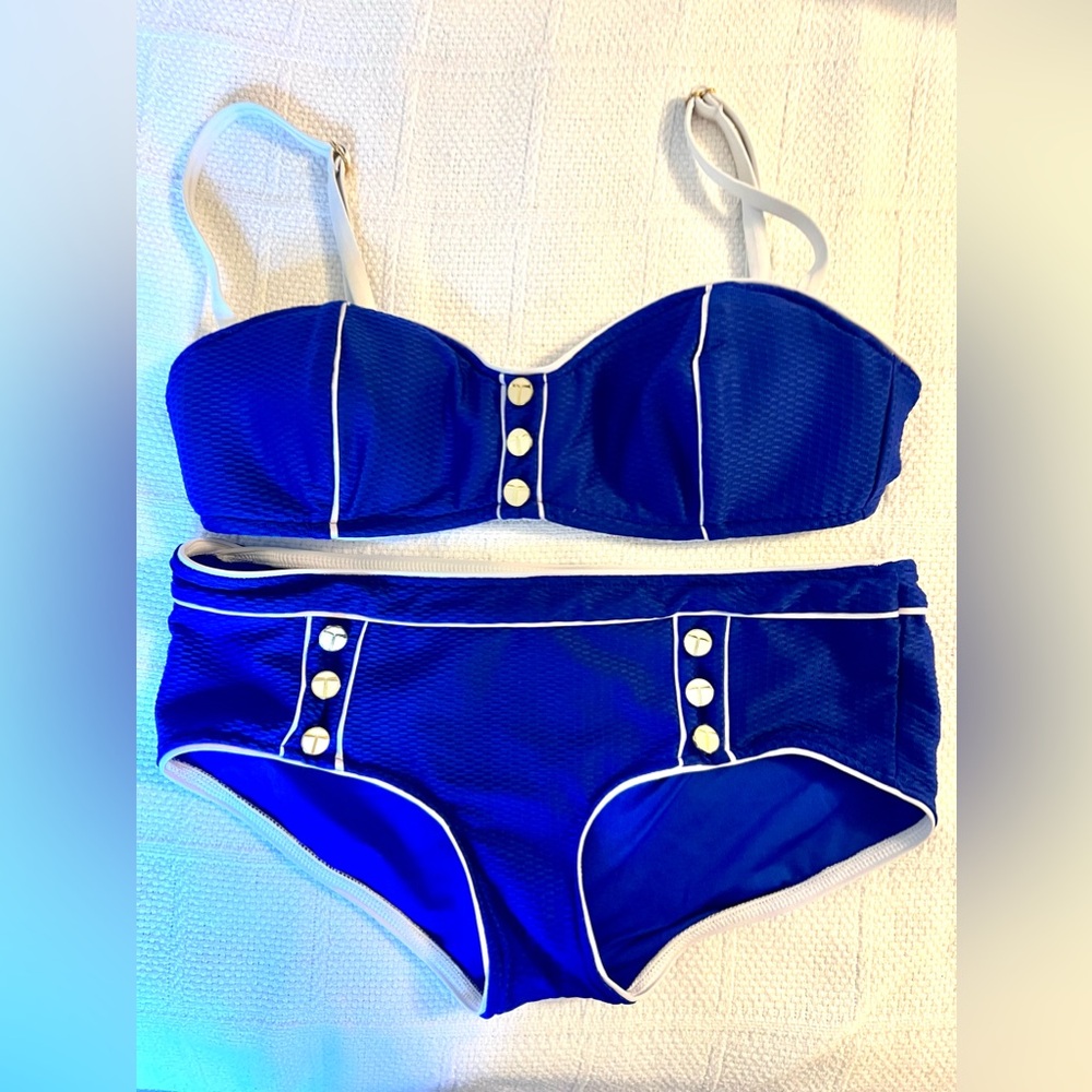 Trina Turk Royal Blue Bikini. Beautiful style/fabric. Top size 10/Bottom size 8
